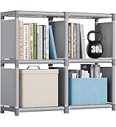 Mavivegue Bookshelf, 4 Cube Storage Organizer, Cube Shelf for Bedroom,Home Office-Grey