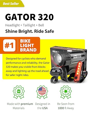 USB Rechargeable Bike Light Set Powerful Bicycle Front Headlight and Back Taillight