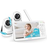 HelloBaby Baby Monitor with 2 Cameras, Large 6'' Video Baby Monitor No WiFi,30-Hour Long Battery,...