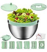VVAKAM 5.3QT Salad Spinner Large,Stainless Steel Lettuce Spinner,Fruit Vegetables Wash Bowl with ...