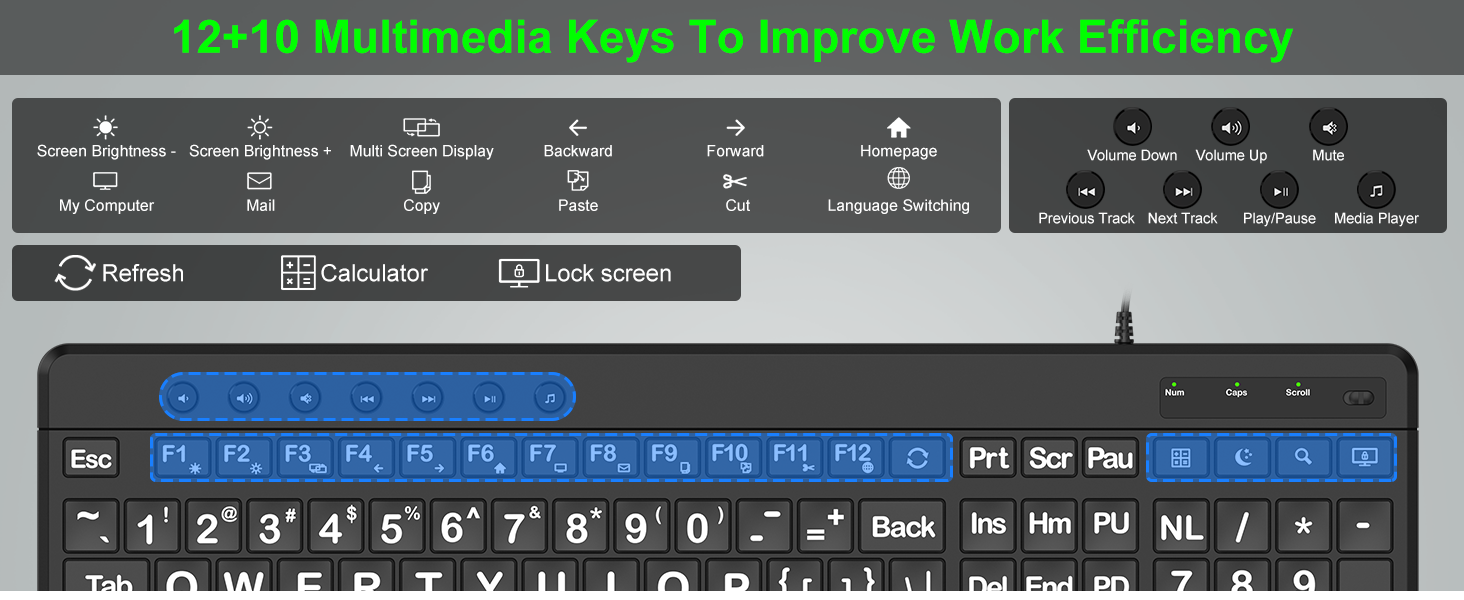 Keyboard Large Print Keyboard Ergonomic Keyboard Large Key Wrist Rest quiet