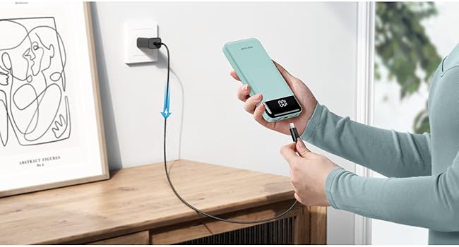 portable charger with built in cables