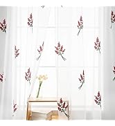 Karseteli Floral Sheer Curtains Embroidered Lavender Patterned Semi-Sheer Curtain 84 Inches Long ...