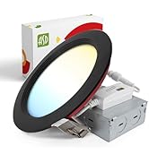 ASD Fire Rated Recessed Light 6 Inch, 15W 120-277V, Round Mini Panel Baffle Trim, 5 CCT 2700K/300...