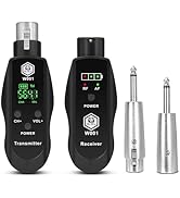 UHF Wireless XLR Transmitter and Receiver with 48V Power Supply,Rechargeable Mic Adapter 16 Chann...