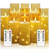 kakoya Flameless LED Candles with Timer 9 Pc Flickering Flameless Candles for Romantic Ambiance a...