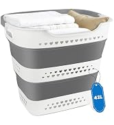 42L Collapsible Laundry Baskets with Handle, Large Laundry Hamper Plastic for Dirty Clothes, Pop ...