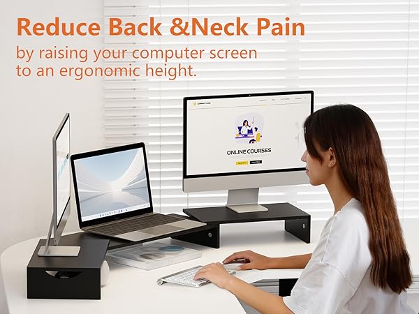 large wood monitor riser for desk