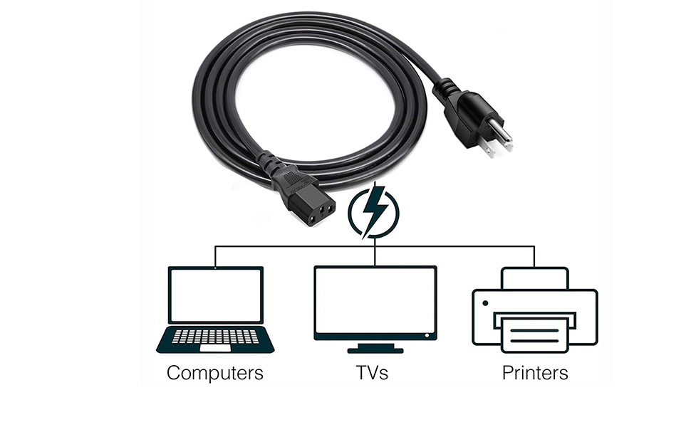 Universal 3 Prong AC Power Cord