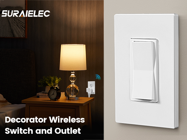 Suraielec decora style wireless wall switch and outlet receiver kit plug-in lights appliances lamps