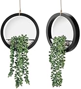Der Rose 2 Pack Fake Plants Hanging Artificial Succulents Plants in Black Pots for Living Room Ba...