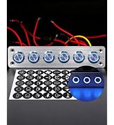 IZTOSS 6 Gang Aluminum Marine Rocker Switch Panel - Pre-Wired with Blue LED Indicator, 12-24 V Mu...