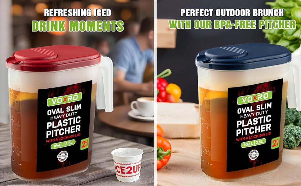 G.E.T. Heavy-Duty 1 Gallon Plastic Pitcher with Lid