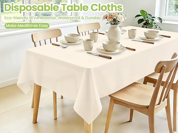 Cream tablecloth