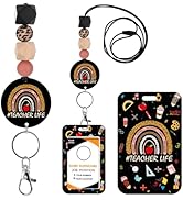 Obookey Teacher Lanyard Badge Holder - Teacher Life Lanyard with ID Holder, Cute Rainbow Pencil L...
