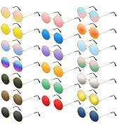 NEBURORA Round Hippie Sunglasses Metal Frame Colored Circle Glasses for Women Men 70s Retro Disco...