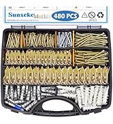 Sunxeke 480 PCS Self Drilling Drywall Anchors Kit with Screws - 4 Sheetrock Anchors &amp; 5 Screw Siz...