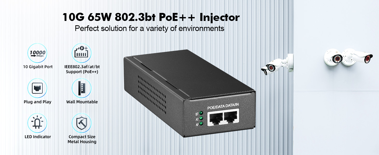 10G 65W PoE Injector