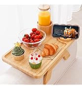 Nnewvante Couch Cup Holder Tray, 3 in 1 Large 15.36"x9.85" Bamboo Sofa Arm Clip on Tray Table wit...