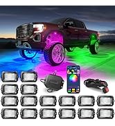 MICTUNING C2 Max RGB+IC Chasing Color Rock Lights - 16 Pods Underglow Lighting Kit, Dynamic Light...