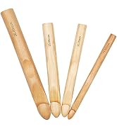 Coopay Large Crochet Hooks 15mm 20mm 25mm 30mm Wooden Crochet Hook Set for Chunky Yarn, Sturdy Bi...