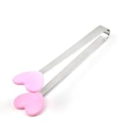 Pink Mini Hand Shape Tong Silicone Food Tongs Stainless Steel Kitchen Tongs Small Kids Tongs for ...