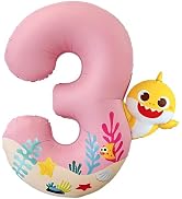 PartyWoo Baby Shark Pink Foil Number 3 Balloon 40 Inch Pink Mylar Helium Birthday Number Balloons...