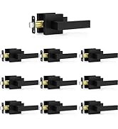 Plustool 10 Pack Matte Black Door Handles, Passage Door Levers for Hall &amp; Closet, Interior Door K...