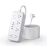 Flat Extension Cord 25 ft Long, NTONPOWER Surge Protector Power Strip, 10 Widely Spaced Outlets w...