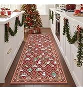 Christmas Kitchen Rug Runners for Hallway Runner Rugs, Santa Non Slip Washable 6 ft Long Runner R...