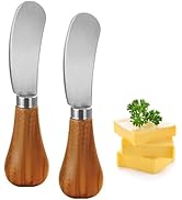 Houkiper Butter Spreader Knife, 2 Pack Stainless Steel Cheese Spreader With Wooden Handle 12.5cm ...