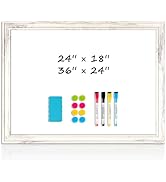 DOLLAR BOSS Magnetic Whiteboard for Wall 24" x 18" Vintage Wood Framed White Board Decorative Dry...