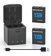 EERSY 2 Pack Battery fit for GoPro-Hero 13 Black, 3-Channel Batteries Charger Station for Hero 13