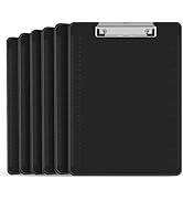 Black Clipboards, PANDRI 6 Pack Plastic Black Clipboards with Low Profile Clip 12.5 x 9 Standard ...