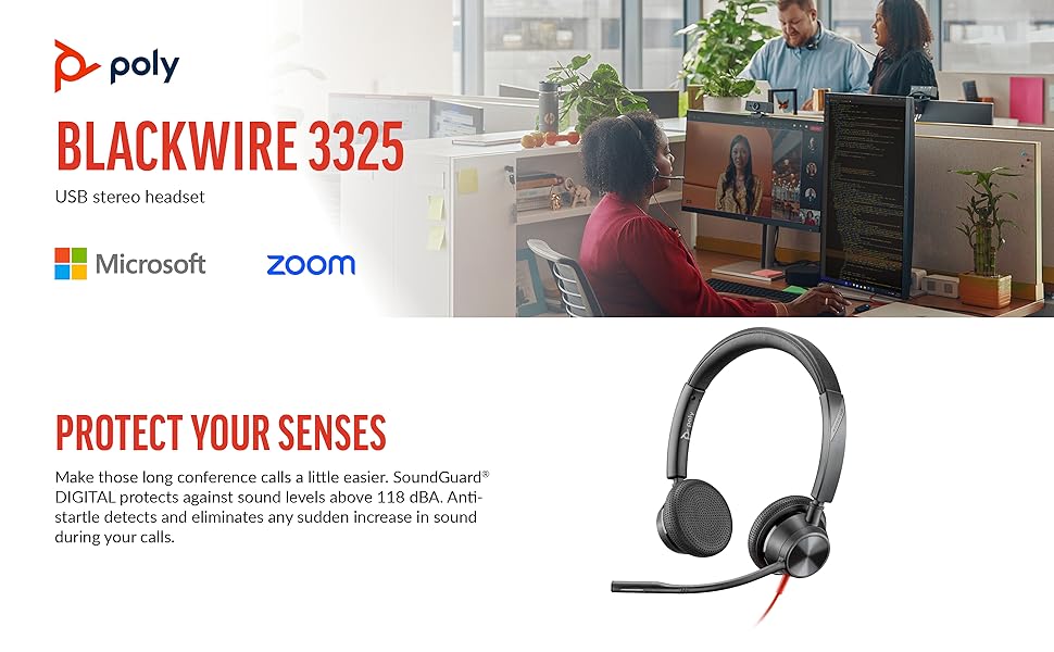 Poly Blackwire 3325 Wired Headset