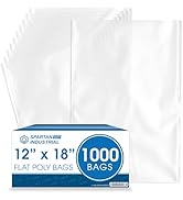Spartan Industrial - 12” X 18” 1.1 Mil Flat Open End Clear Plastic Poly Bags - For Proofing Bread...