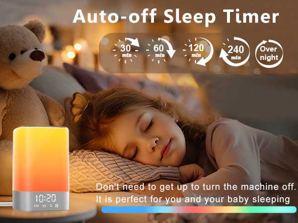 Digital Alarm Clocks for Bedrooms, White Noise Sound Machine with Timer