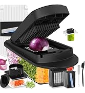 12 Blade All-in-1 Vegetable Chopper Mandoline Slicer with Container, Spiralizer with Containers, ...