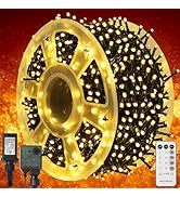 WATERGLIDE 1000 LED Christmas String Lights, 328 FT Green Wire LED Decorative Fairy Lights with R...