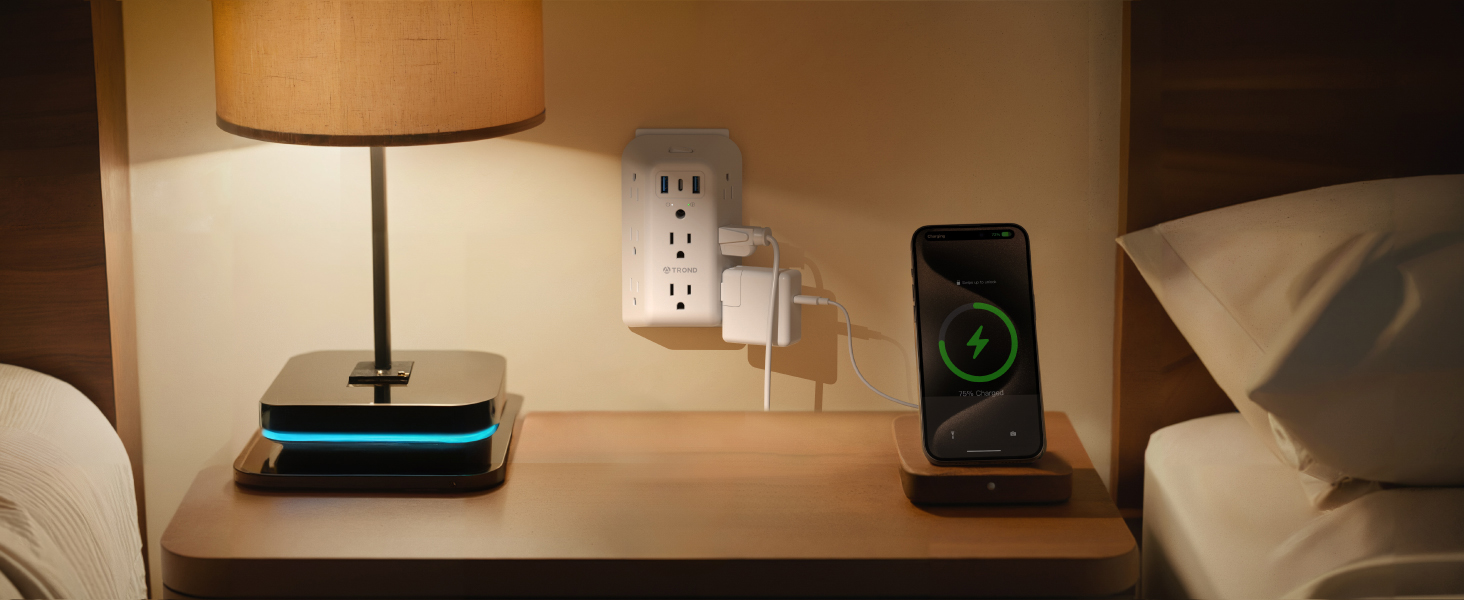 multiple wall plug with usb ports for bedroom hotel