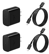 45W Samsung Super Fast Charger Block, 2Pack Type C Fast Charging Block with 3FT USB C Charger Cab...