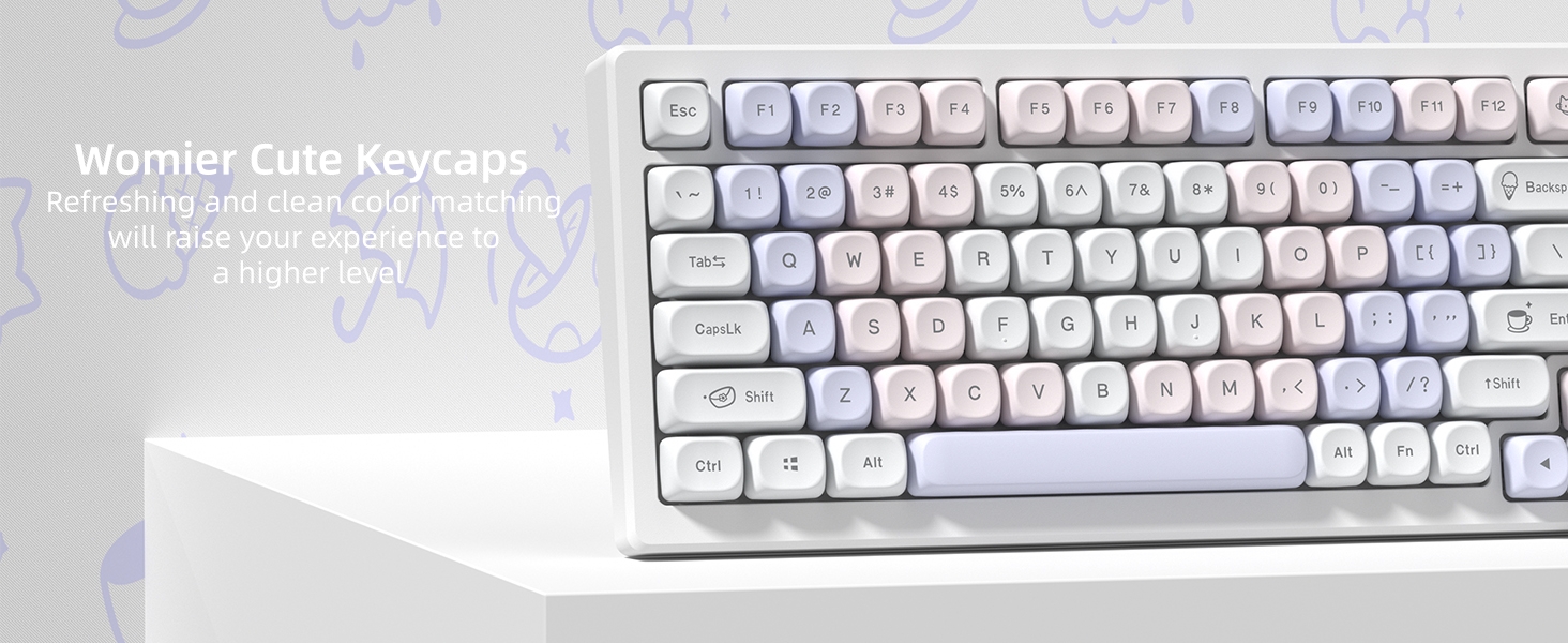 Womier PBT Keycaps Set, Dream Cute Keycaps MOA Profile Mechanical Keyboard Caps