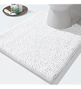 Yimobra Luxury Shaggy Toilet Bath Mat U-Shaped Contour Rugs for Bathroom, 24.4 X 20.4 Inches, Sof...