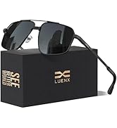 LUENX Aviator Sunglasses for Men Square Polarized Polygon Sun Glasses UV400 Protection