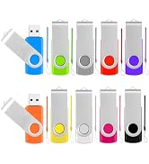 16GB Flash Drive Multicolor Thumb Drives 10 Pack, USB 2.0 Memory Stick Pendrive Jump Drives, Swiv...