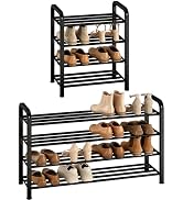STORAGE MANIAC 4-Tier Expandable Shoe Rack, 16 Pairs Adjustable Shoe Shelf for Closet, Entryway, ...