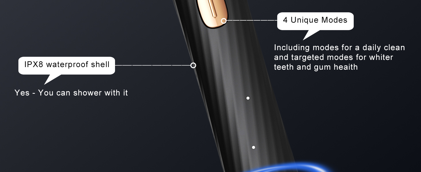 5 Brushing Modes and 3 Intensities