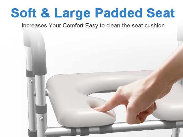 handicap toilet seat with handles over toilet