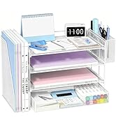 OPNICE 4-Tier Desk Organizer and Accessories, Desktop File Organizer with Drawer, Pen Holder and ...