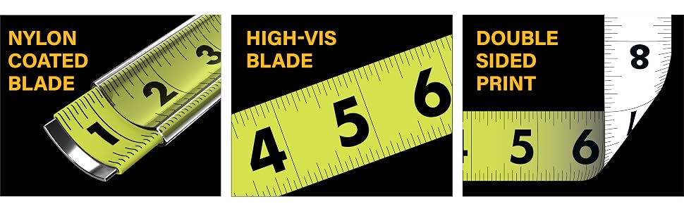 Nylon coated blade, high visibility blade, double sided print on black background